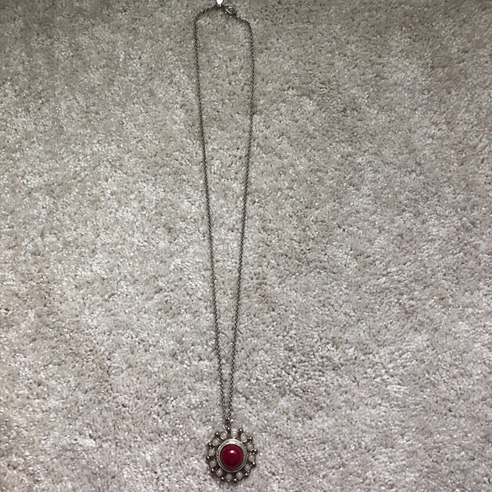 Long silver pendant necklace
